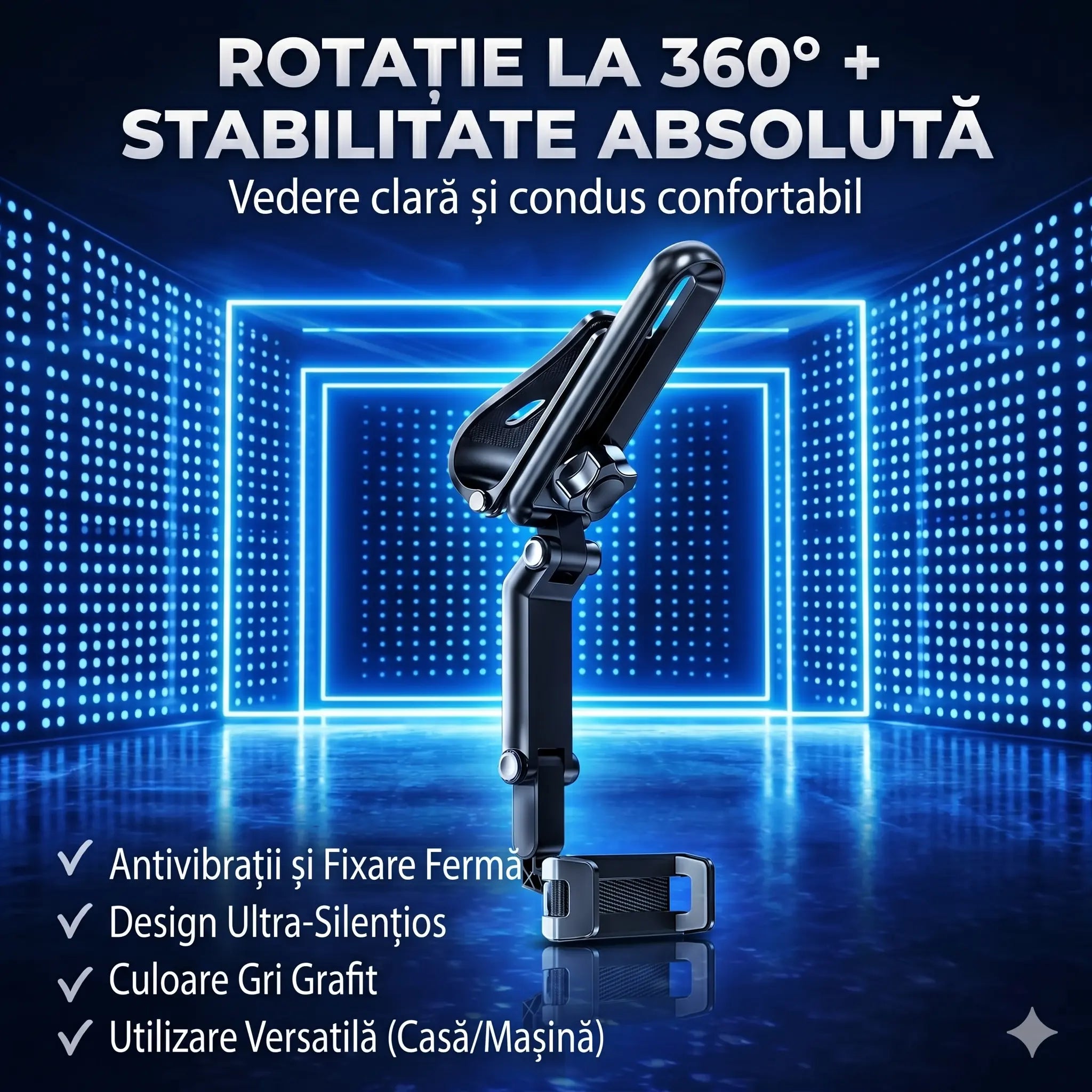 FlexiGrip 360°™ - Suport Telefon Flexibil pentru Mașină și Birou