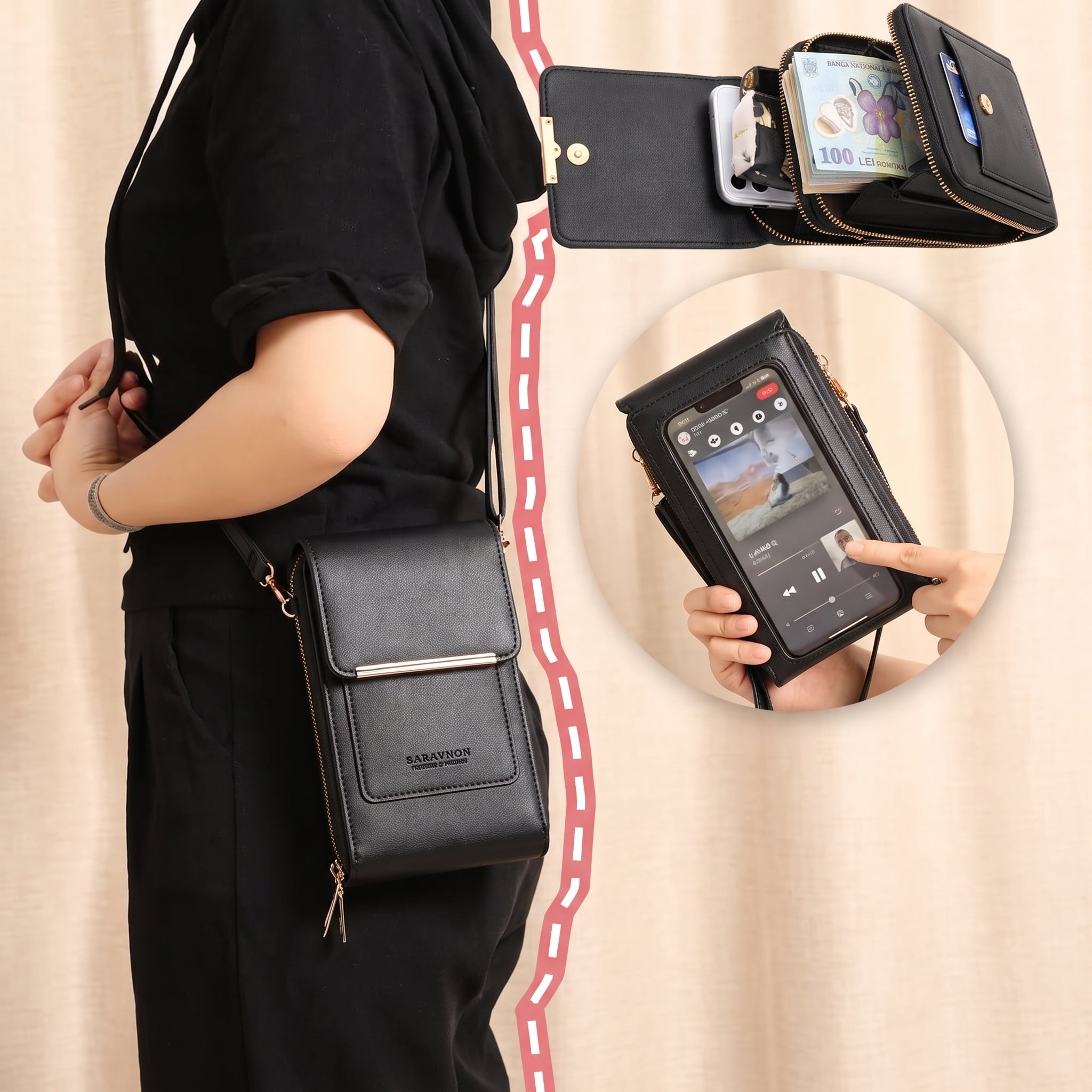 SafeCarry™ – Geanta antifurt cu buzunar tactil