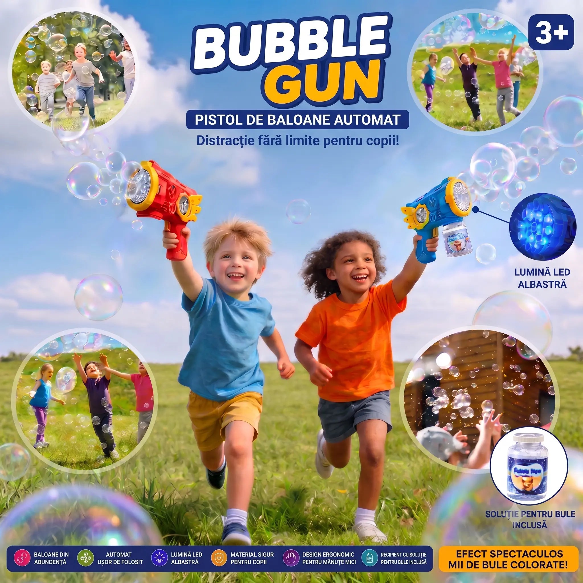 Bubble Gun™ - Pistol automat pentru baloane