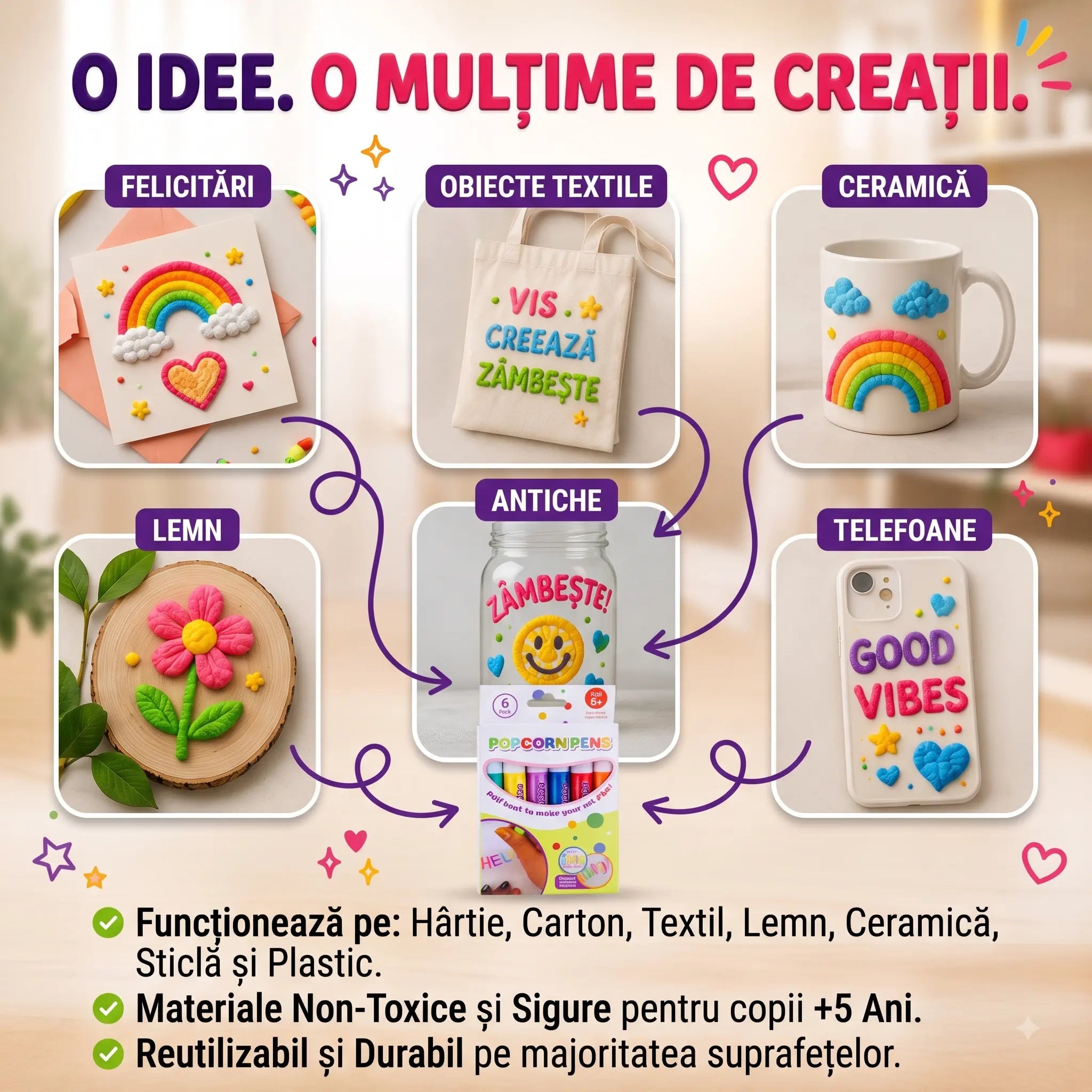 MagicPop™ – Carioci 3D Pufose pentru Copii