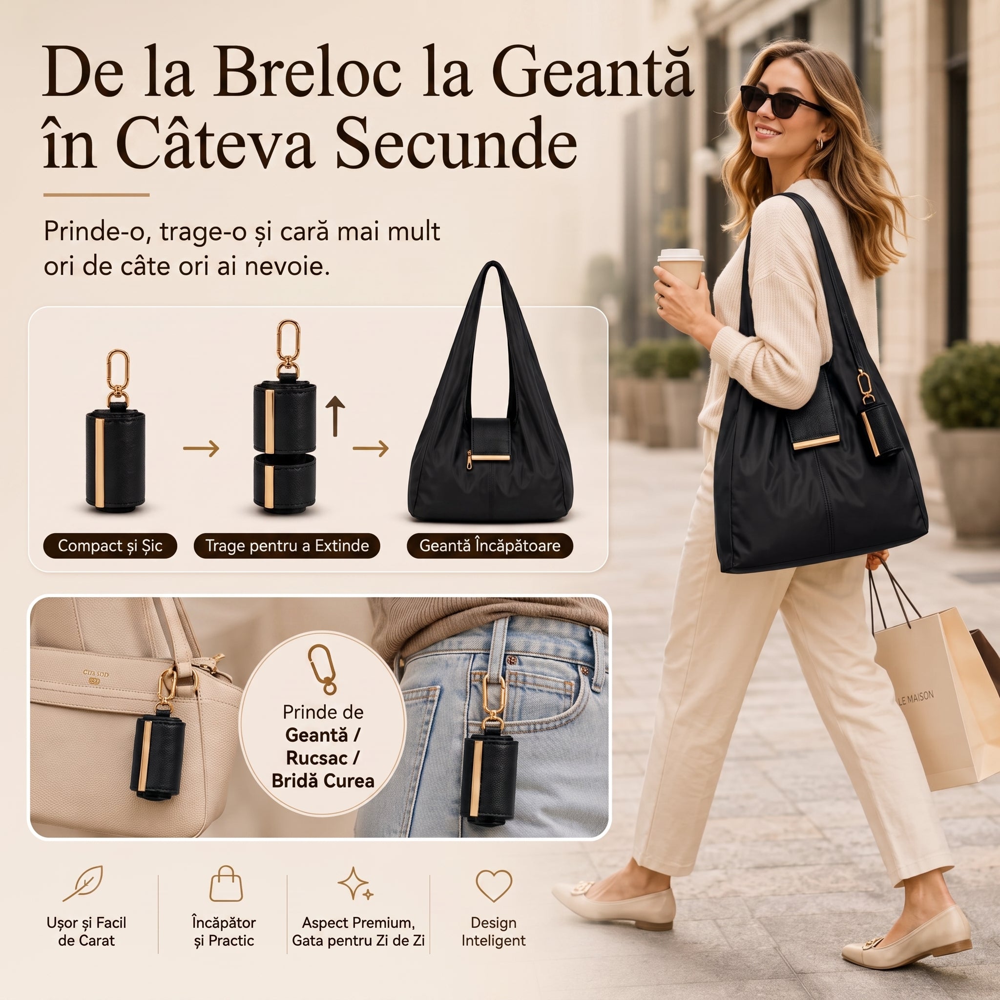 PocketBag™ - Geanta Pliabilă cu Prindere Tip Breloc