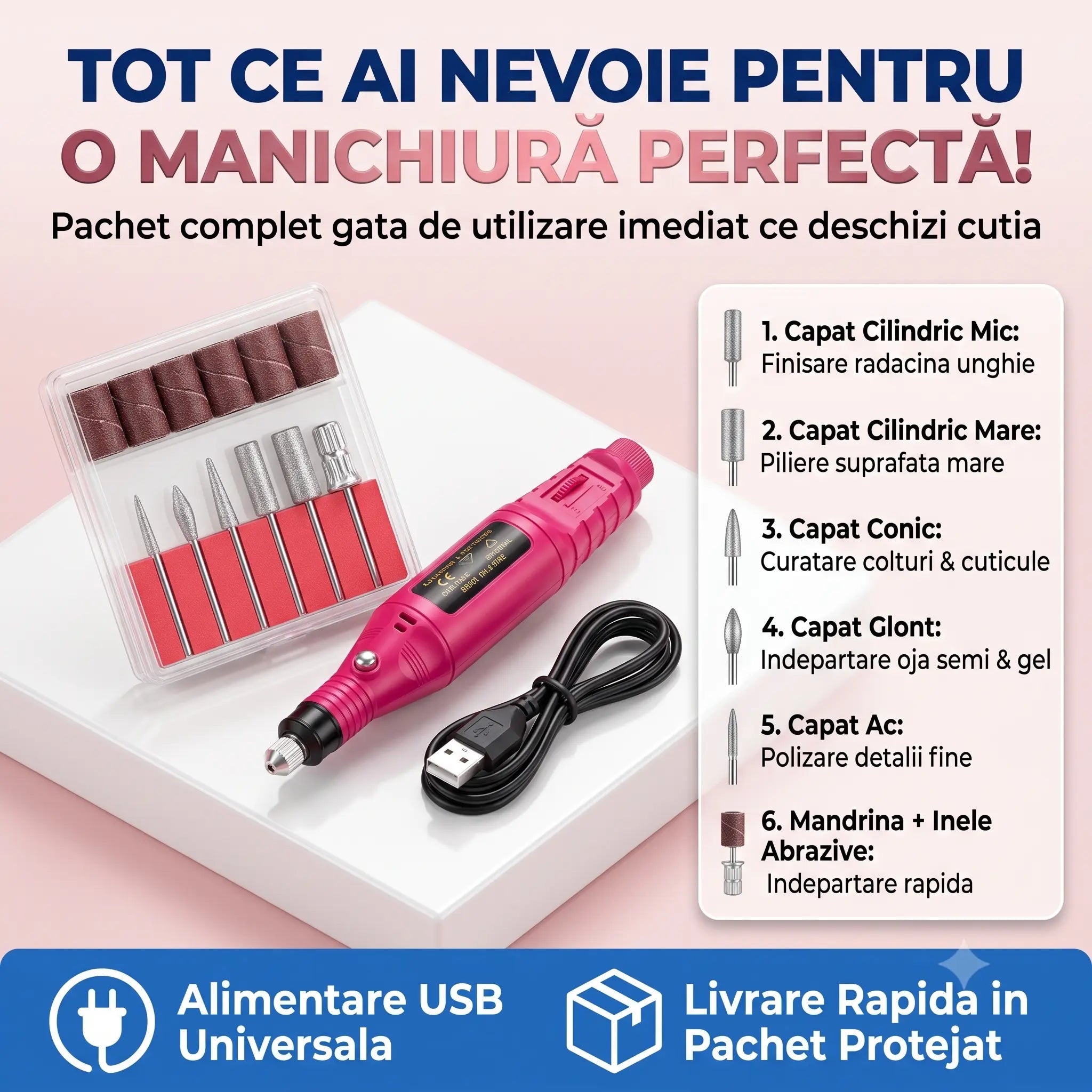 EasyNail™ - Freză electrică pentru unghii