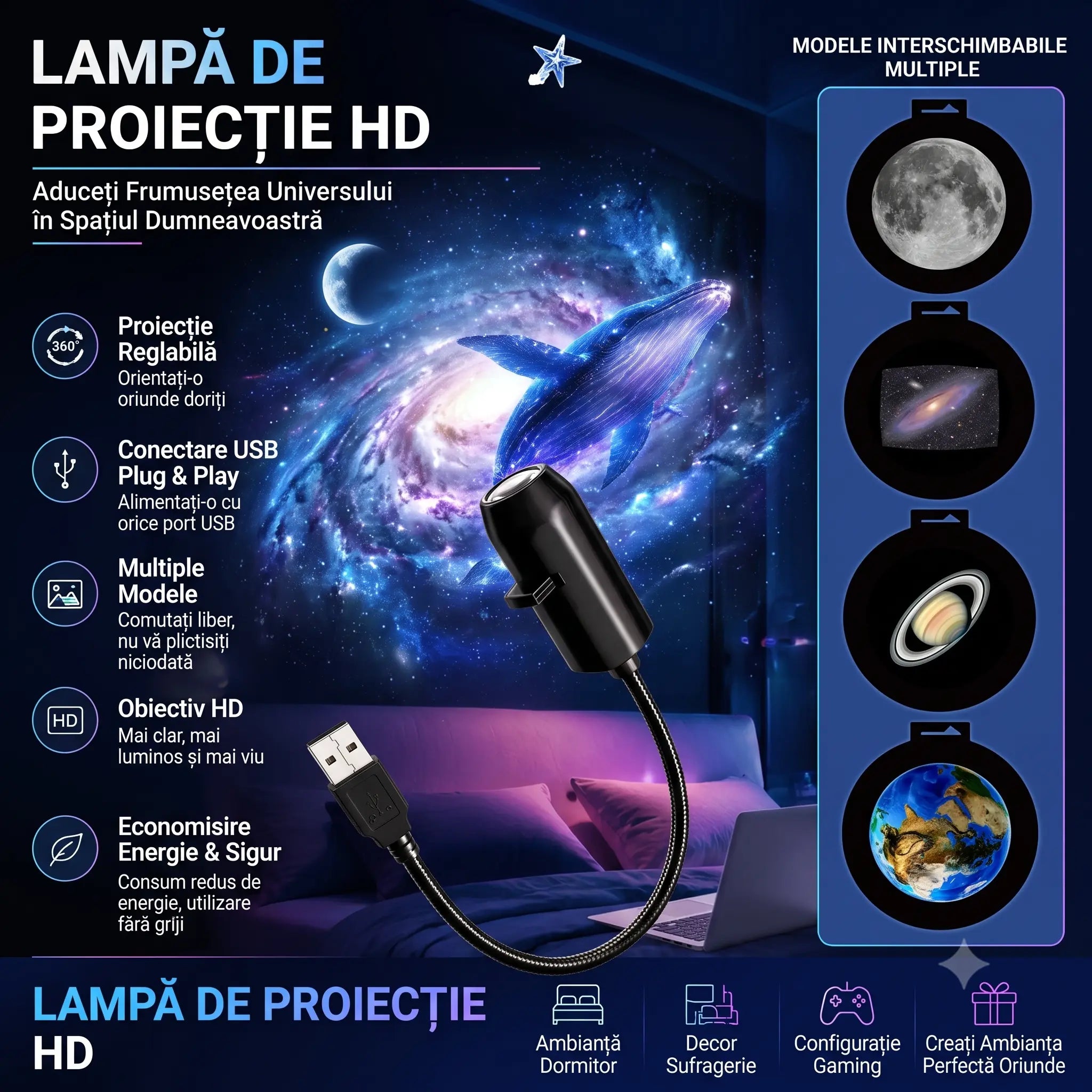 CosmicSky™ - Proiector HD de stele
