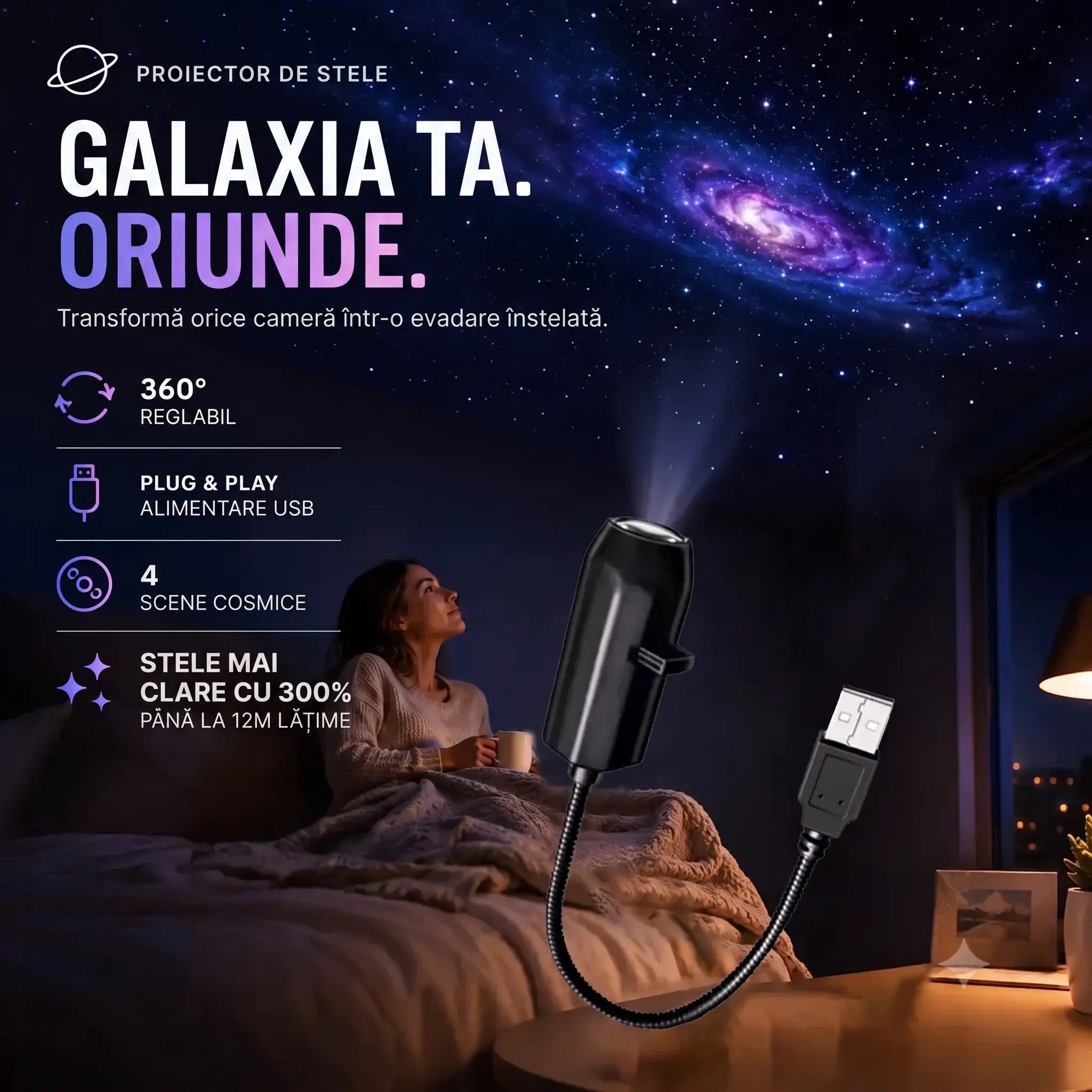 CosmicSky™ - Proiector HD de stele